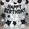 55PCS Happy Birthday Balloon Set – Black Foil Letter Banner with 35 Star Balloons, 20 Latex Balloons & 6 Hanging Swirls for Women, Men, Boys & Girls Party Decorations (Black) 7 x 6 x 0.1 inches